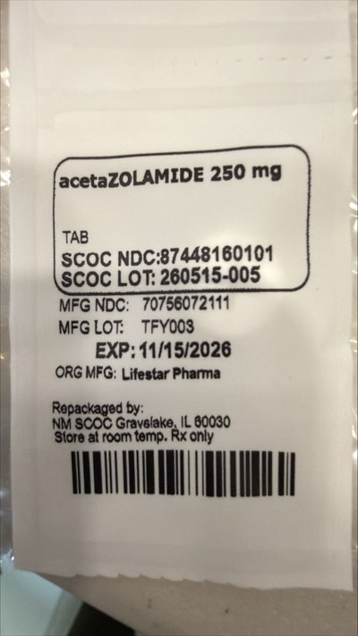 Acetazolamide 250mg Tab (Acetazolamide 250mg Tablet Label)